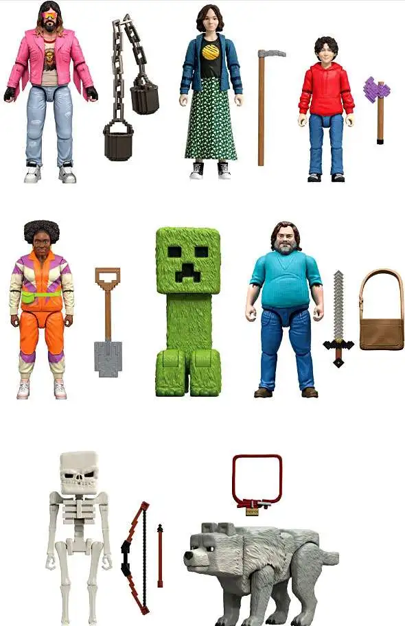 A Minecraft Movie Steve, Garrett, Natalie, Henry, Dawn, Dennis