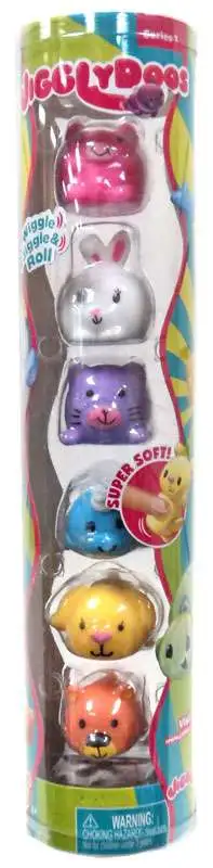 JigglyDoos Pig, Bunny, Cat, Narwhal, Dog & Bear Squeeze Toy 6-Pack