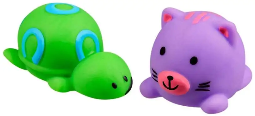 JigglyDoos Green Turtle & Purple Cat Squeeze Toy 2-Pack