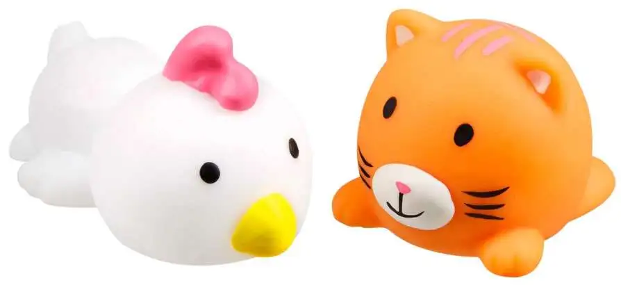 JigglyDoos White Chicken & Orange Cat Squeeze Toy 2-Pack