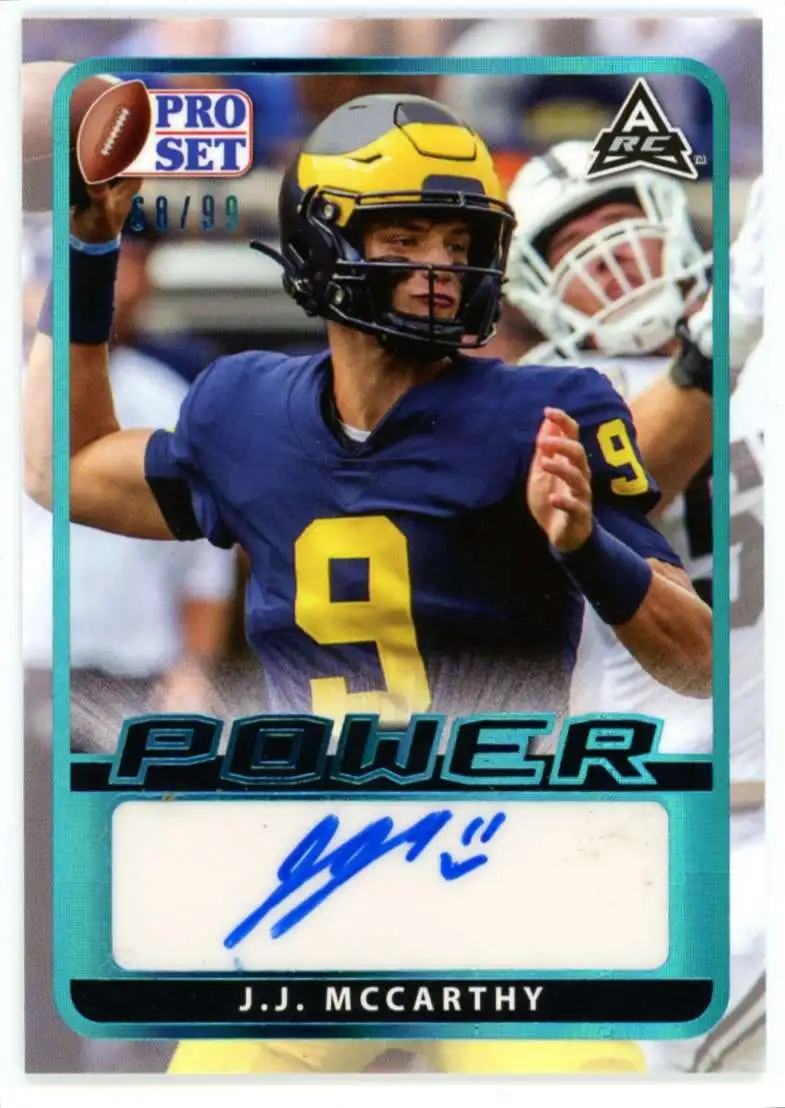 NFL 2021 Leaf Pro Set 68/99 Power J.J. McCarthy BA-JJM [Rookie Auto]