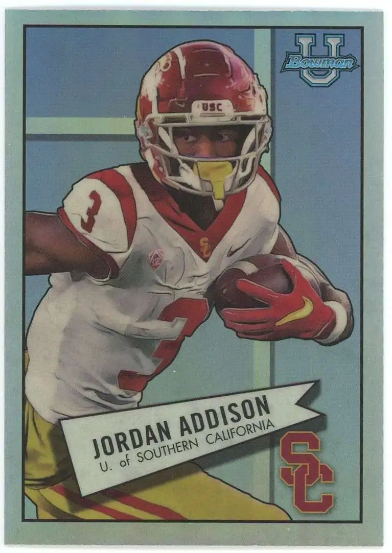 NFL 2022 Bowman University Refractor Jordan Addison #52BF-12 [Rookie, 1952]