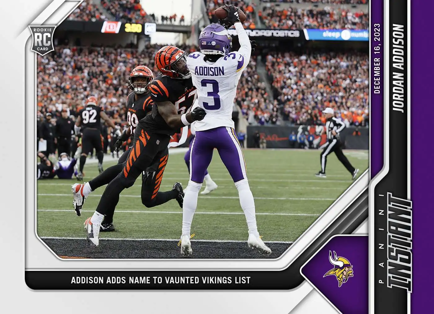 NFL 2023 Panini Instant Football Jordan Addison #90 [Rookie, Adds Name to Vaunted Vikings List]