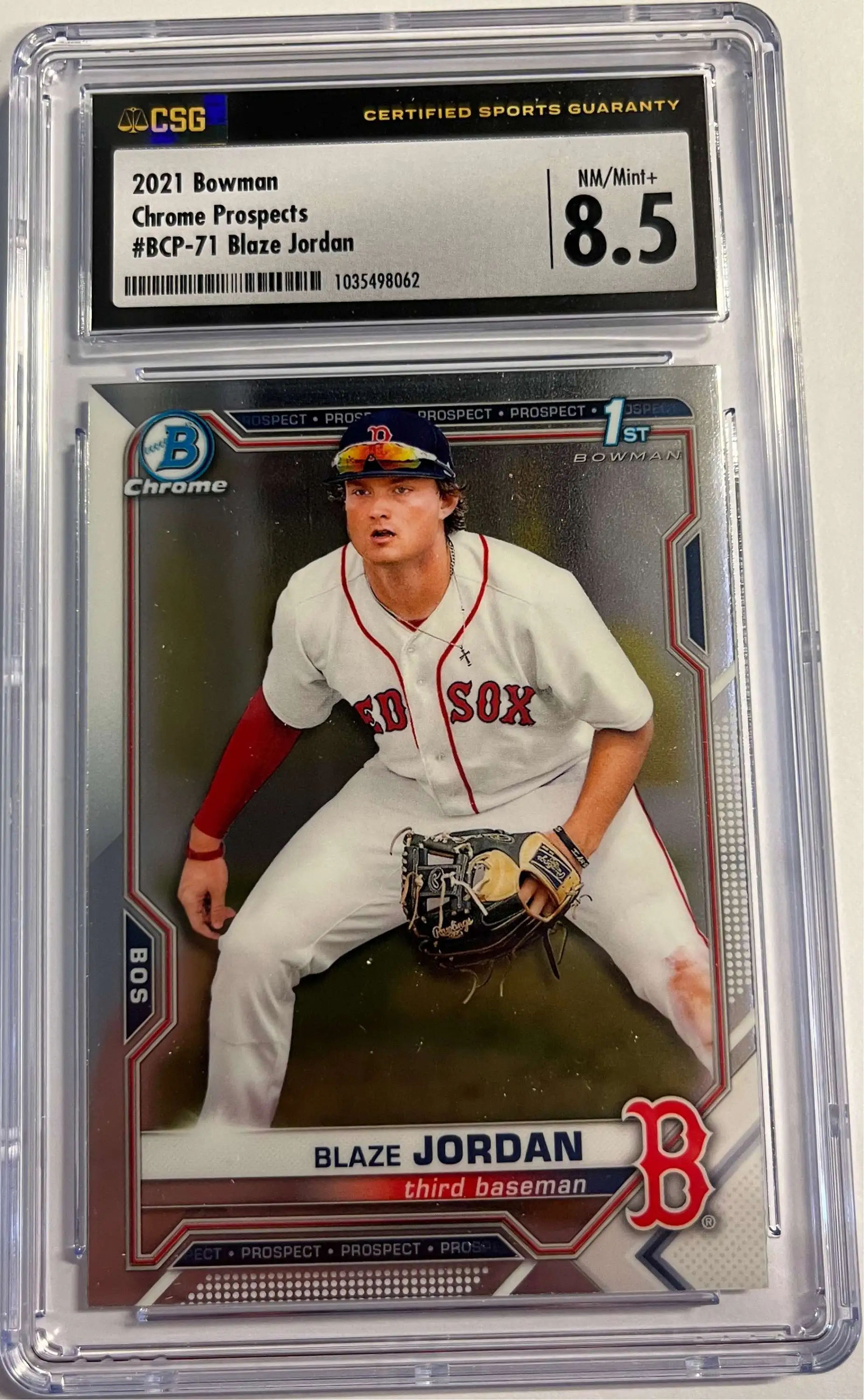 MLB 2021 Bowman Chrome Baseball Blaze Jordan Rookie Graded Card BCP-71 [1st Bowman] [CSG 8.5]