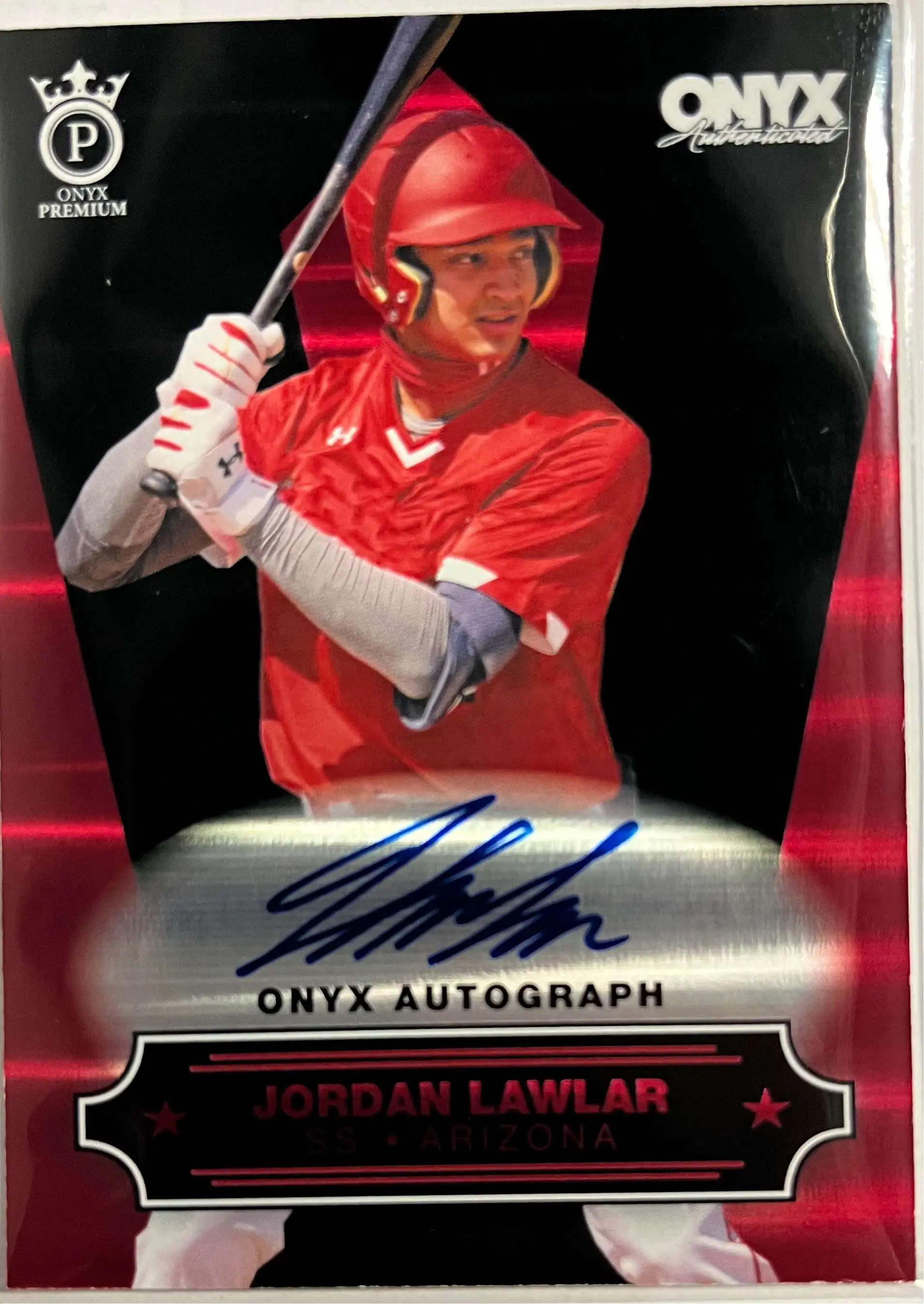 MLB 2022 Onyx Premium Baseball Jordan Lawlar 89 Autographed Trading Card OP-JL RedBlack
