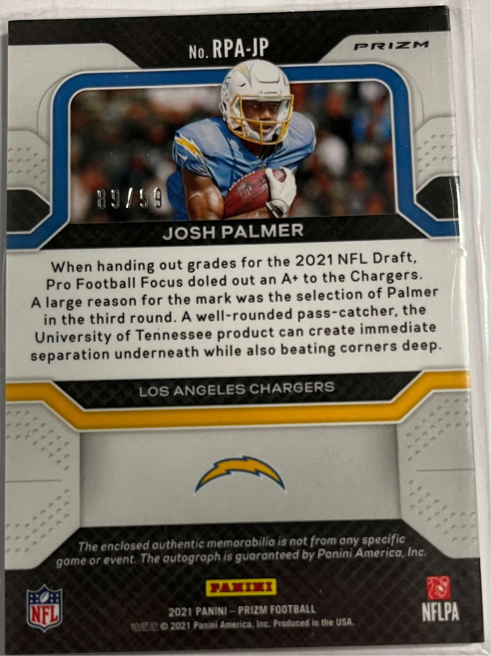 2021 Gold Standard Football Josh Palmer Newly Minted Jersey RC /299