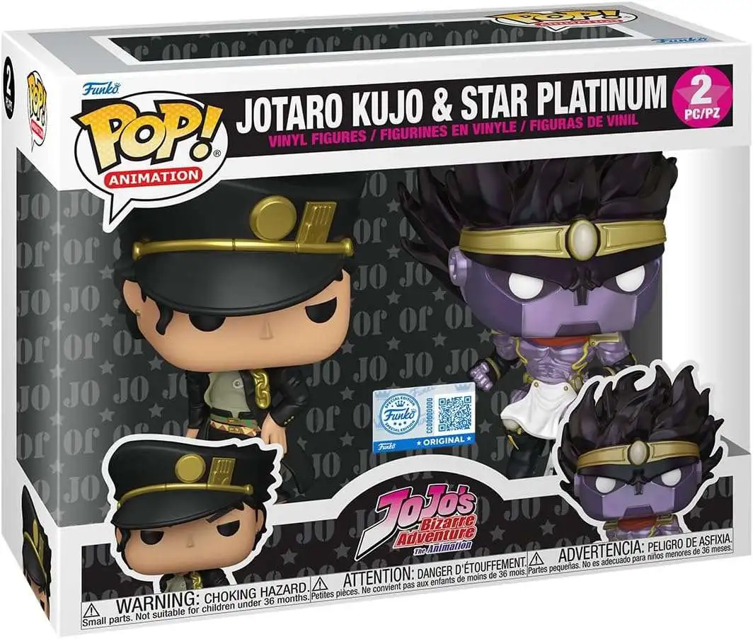 Funko JoJo's Bizarre Adventure POP! Animation Jotaro & Star Platinum Exclusive 3.75-Inch Vinyl Figure 2-Pack (Pre-Order ships June)