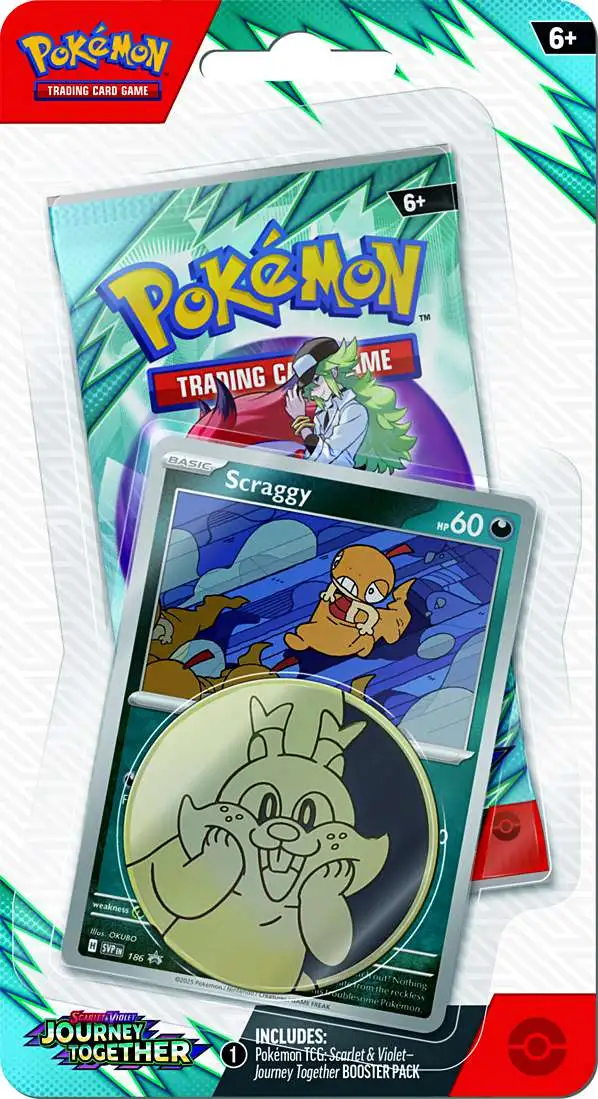 Pokemon Scarlet & Violet Journey Together Scraggy Checklane BLISTER Pack [Booster Pack, Promo Card & Coin]