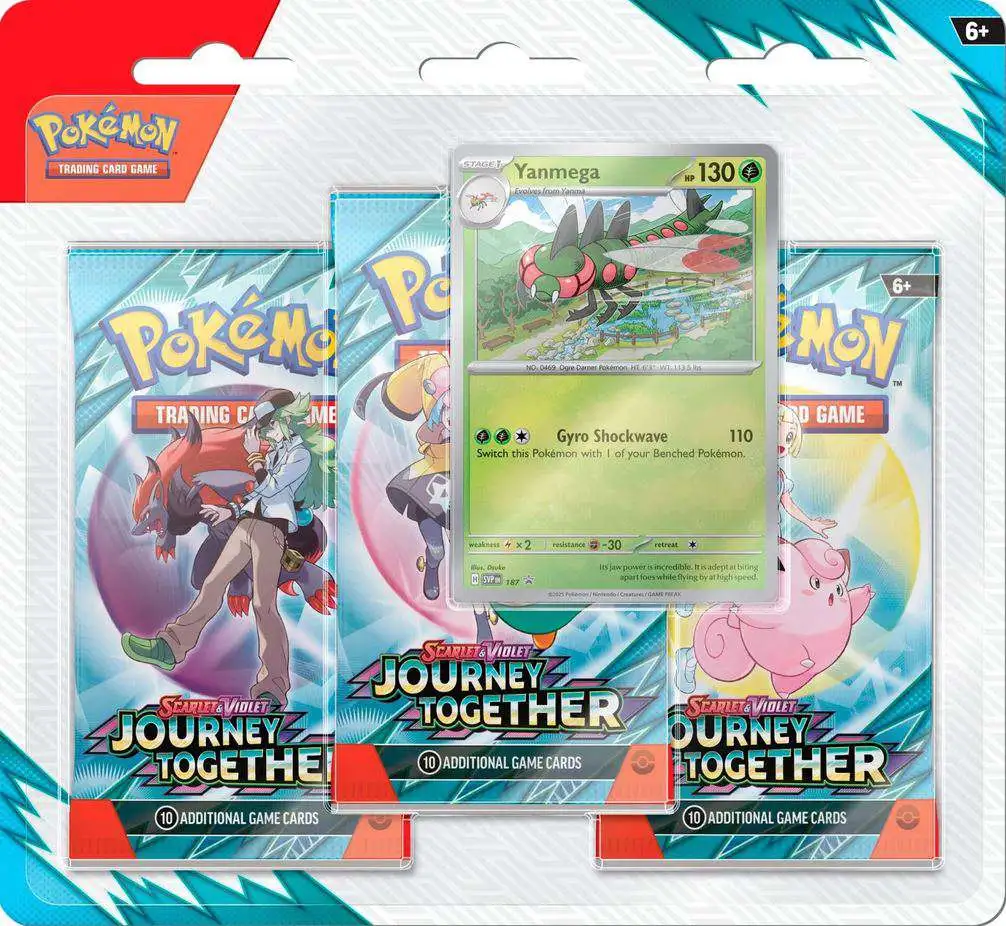 Pokemon Scarlet Violet Journey Together Yanmega 3-Booster Blister Pack 3 Booster Packs 1 Foil Promo Card Pokemon USA - ToyWiz Pokemon Scarlet Violet Journey Together Yanmega 3-Booster Blister Pack 3 Booster Packs 1 Foil Promo Card Pokemon USA - ToyWiz