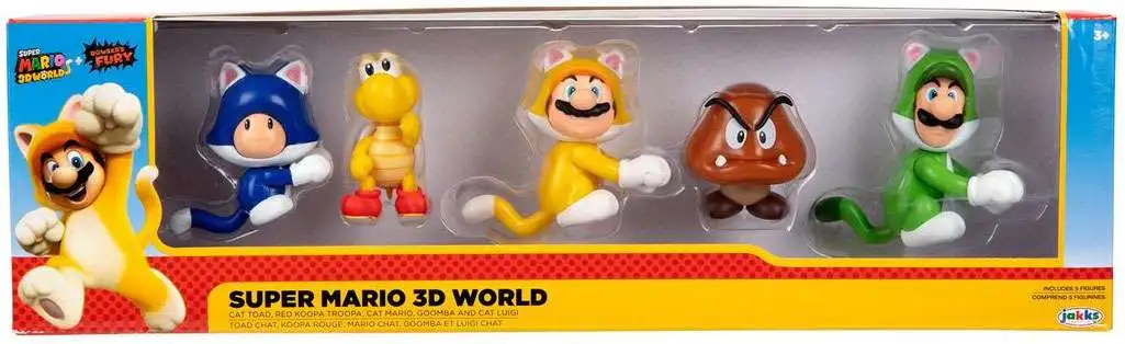 Princess Peach Mini Super Mario Luigi Yoshi Toad Toys Figures 2.5-Inch 5 Pack 