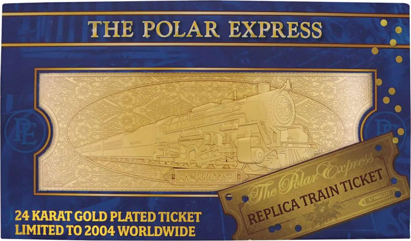 The Polar Express Replica Train Ticket 24K Gold Limited Edition Metal Replica