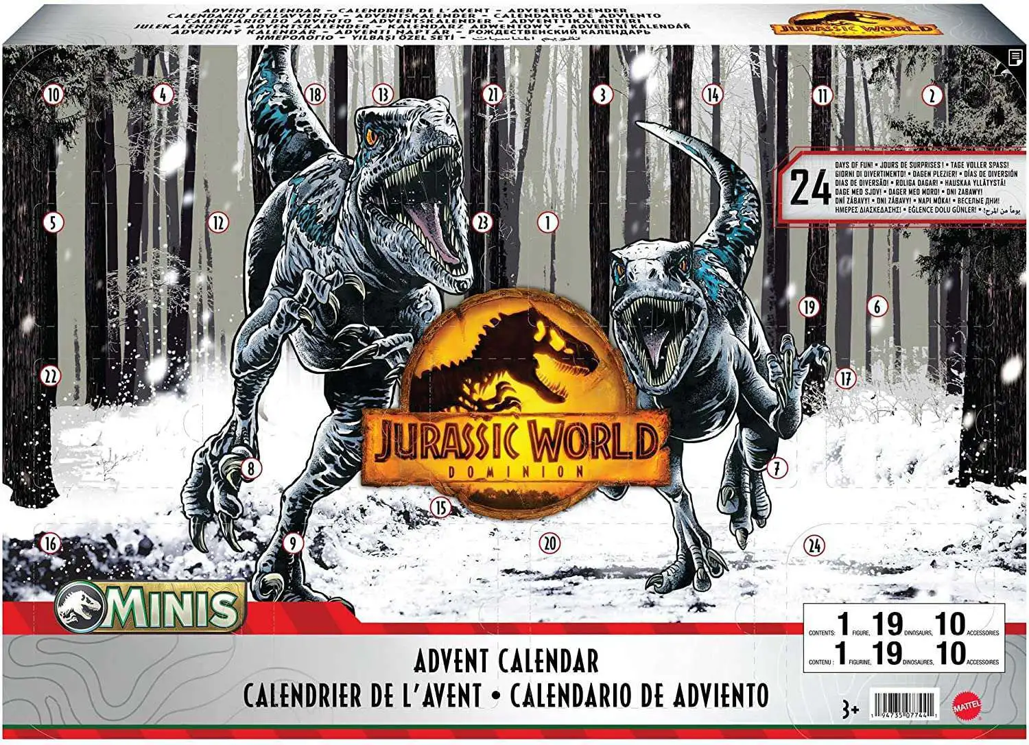 Jurassic World Dominion MINIS 2022 Advent Calendar [Includes 19 Mini Dino Figures!, Damaged Package]