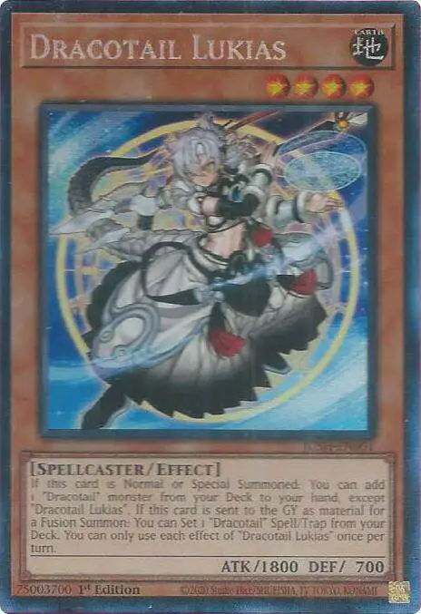 YuGiOh Trading Card Game Justice Hunters Collector's Rare Dracotail Lukias JUSH-EN001