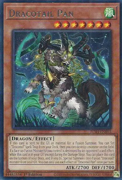 YuGiOh Trading Card Game Justice Hunters Rare Dracotail Pan JUSH-EN003