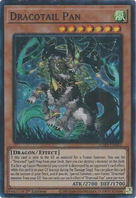 YuGiOh Trading Card Game Justice Hunters Super Rare Dracotail Pan JUSH-EN003