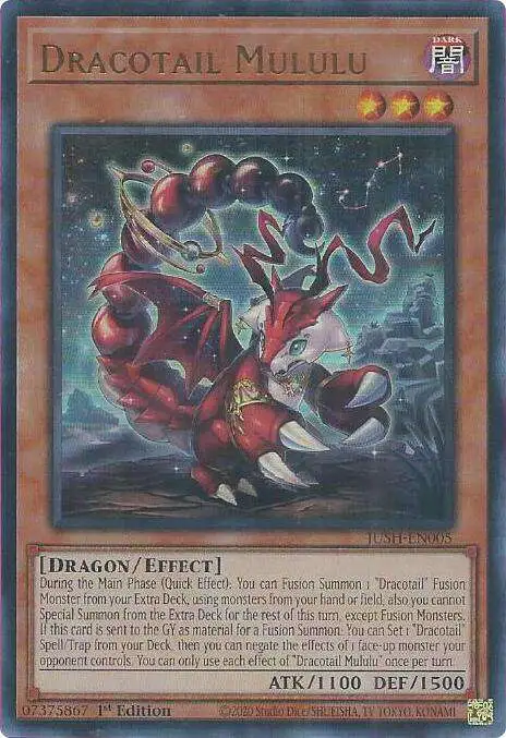 YuGiOh Trading Card Game Justice Hunters Ultra Rare Dracotail Mululu JUSH-EN005