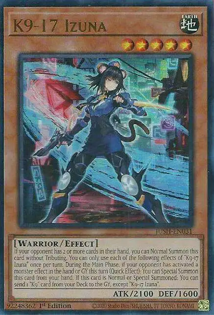 YuGiOh Trading Card Game Justice Hunters Ultra Rare K9-17 Izuna JUSH-EN031
