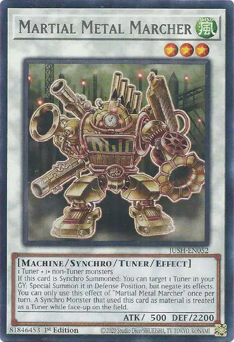YuGiOh Trading Card Game Justice Hunters Rare Martial Metal Marcher JUSH-EN052
