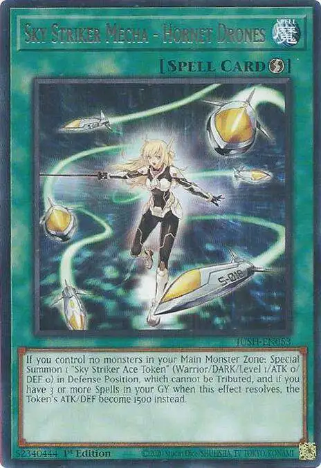 YuGiOh Trading Card Game Justice Hunters Rare Sky Striker Mecha - Hornet Drones JUSH-EN053