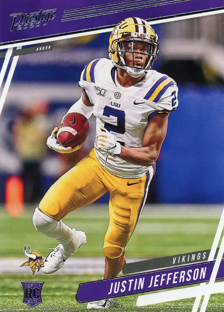 Justin Jefferson (5) Minnesota Vikings LSU Football Trading Cards Assorted  Gift Pack