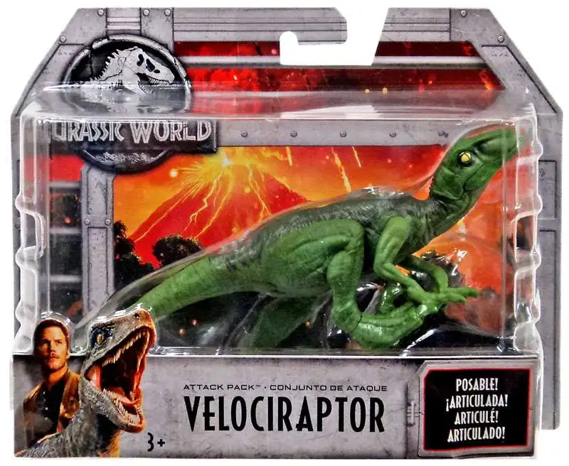 Jurassic World Fallen Kingdom Attack Pack Velociraptor Action Figure [Green, Loose]