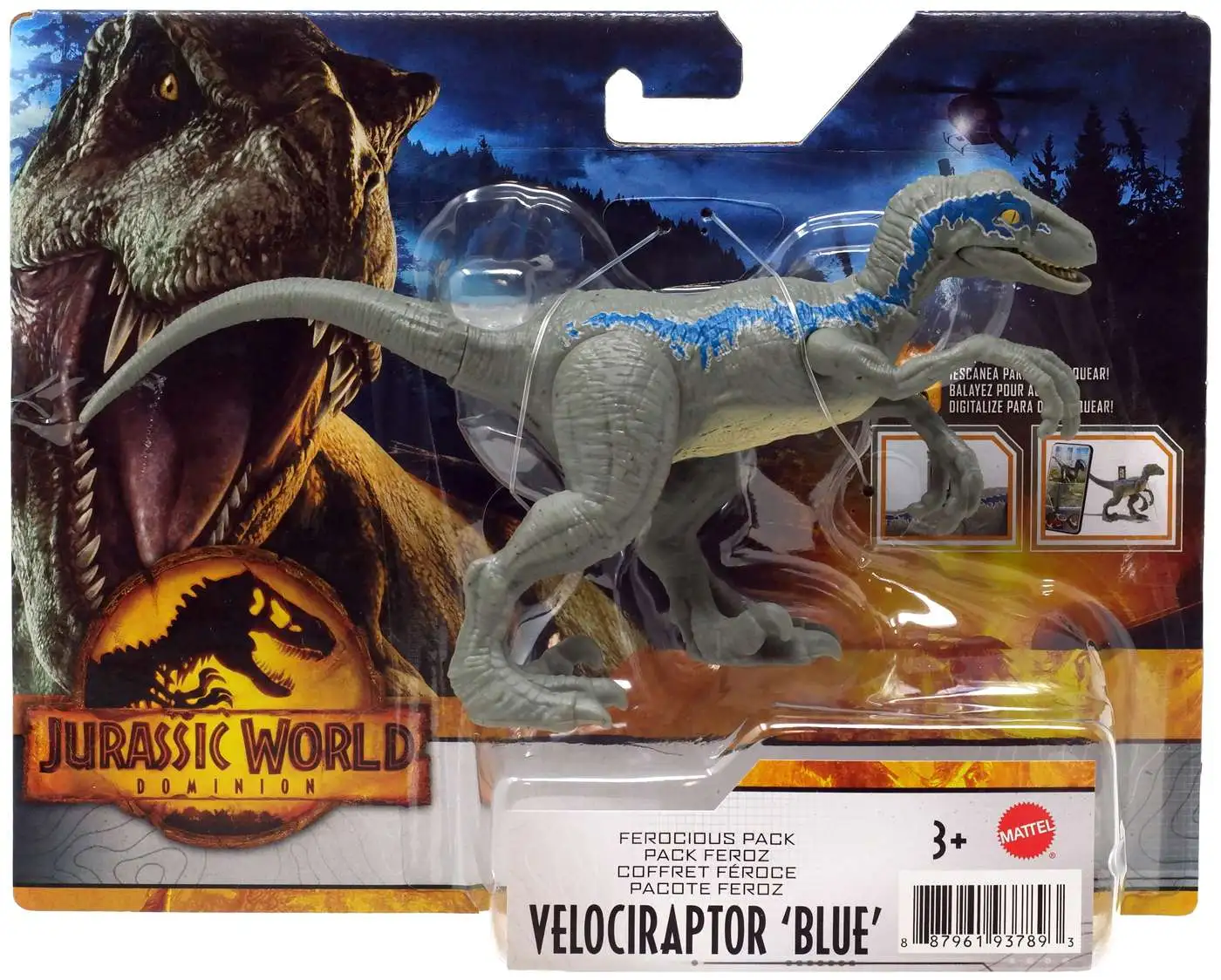 Jurassic World Dominion Ferocious Pack Velociraptor Blue Action Figure ...