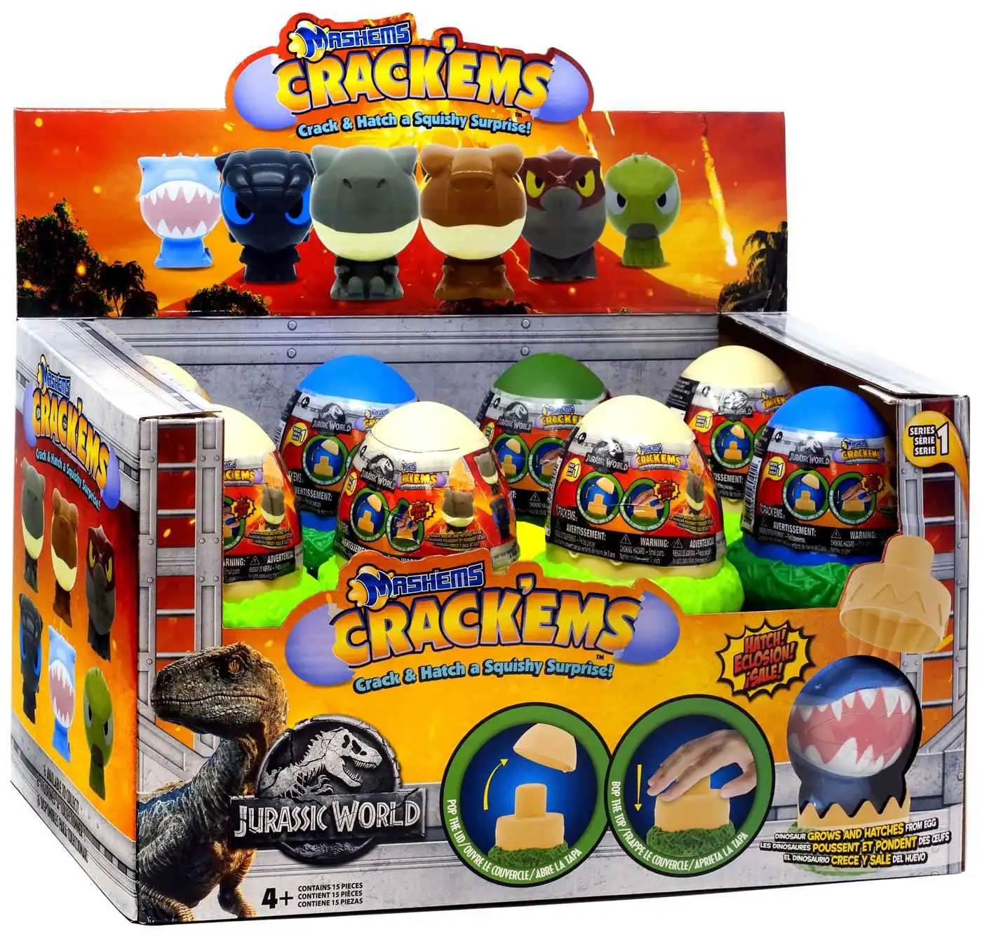 MashEms Crack'Ems Series 1 Jurassic World Mystery Box [15 Packs]