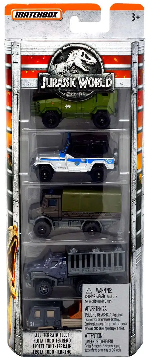 Jurassic World Matchbox All-Terrain Fleet Die Cast Car 5-Pack [Damaged Package]