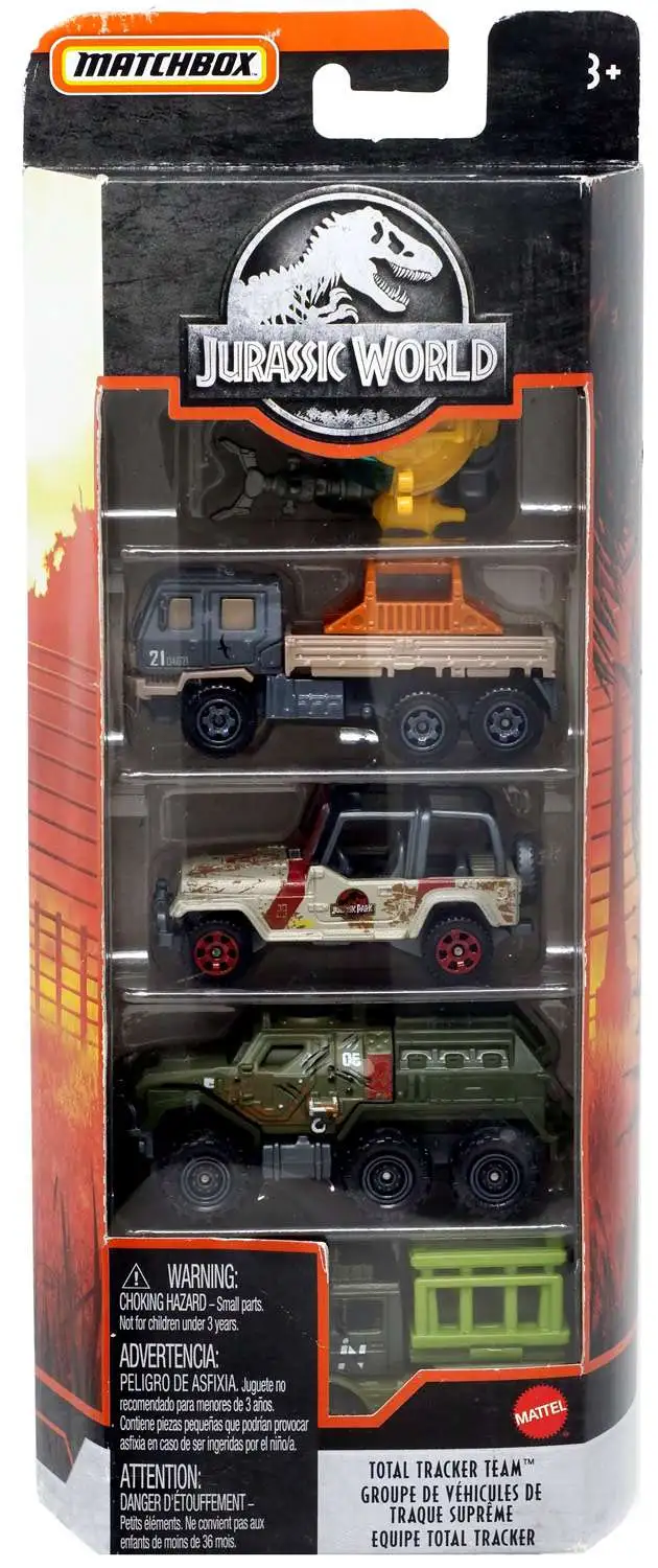 Jurassic World Matchbox Total Tracker Team 164 Die Cast Car 5-Pack