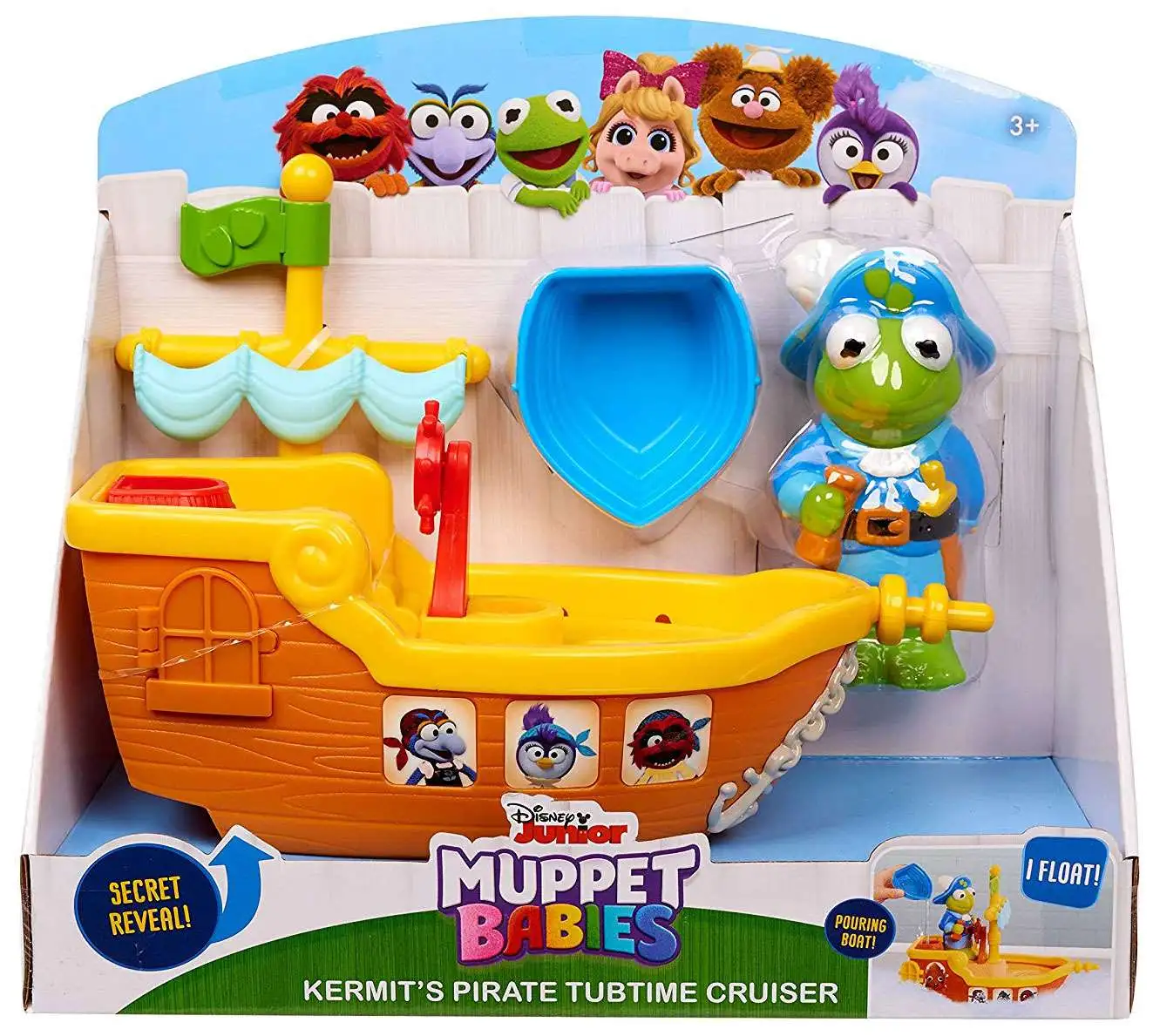 Disney Junior Muppet Babies Kermit's Pirate TubTime Cruiser Bath Toy Ages 3+ 