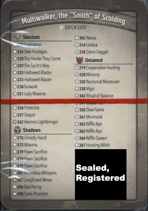 KeyForge Call of the Archons Multiwalker, the "Smith" of Scolding Archon Deck [REGISTERED] [Pawn Sacrifice x3, Mimicry, Chota Hazri, Niffle Queen, Hunting Witch!] [Mint Unopened]