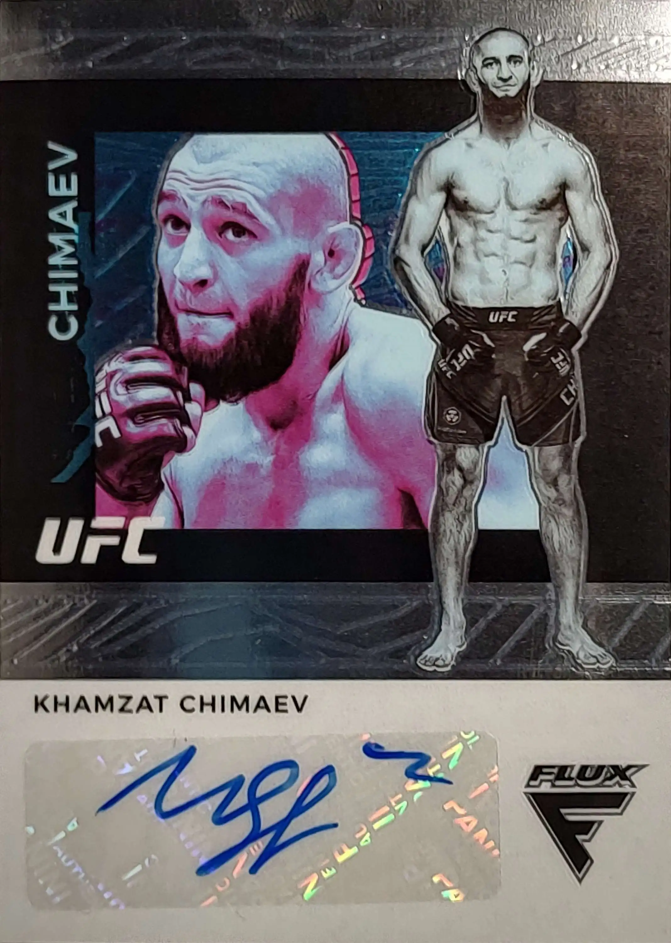 2022 Panini Chronicles Flux UFC Khamzat Chimaev Autographed Single Card FX-KHM