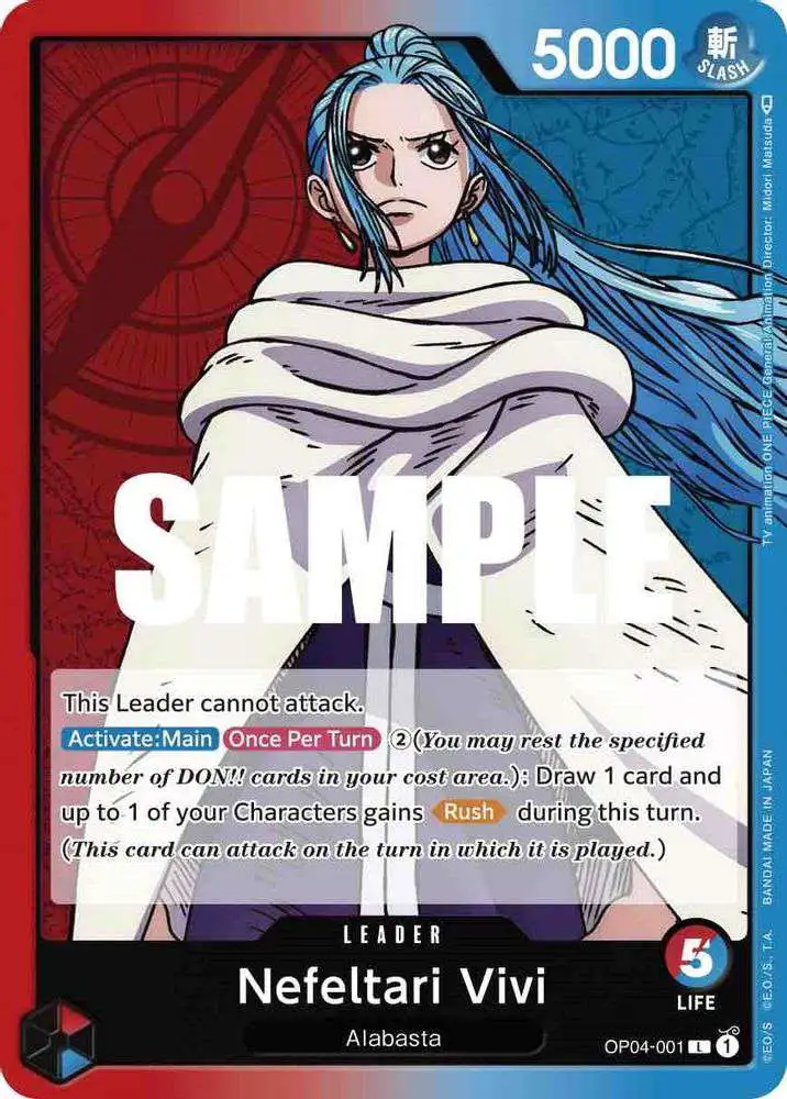 One Piece Trading Card Game Kingdoms of Intrigue Leader Nefeltari Vivi OP04-001