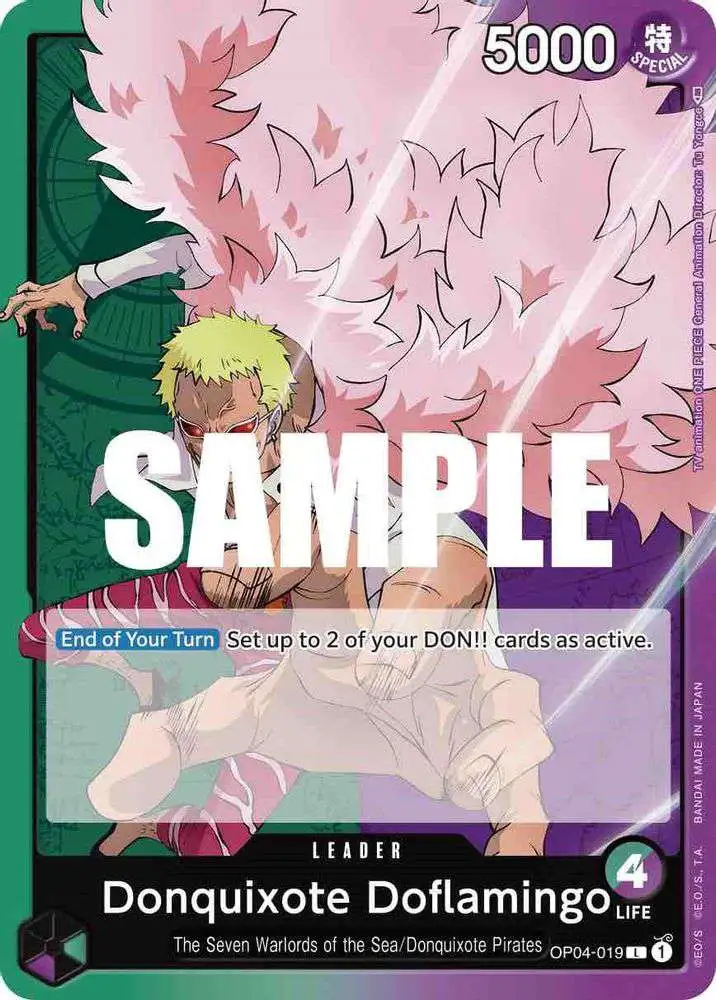 One Piece Trading Card Game Kingdoms of Intrigue Leader Donquixote Doflamingo OP04-019