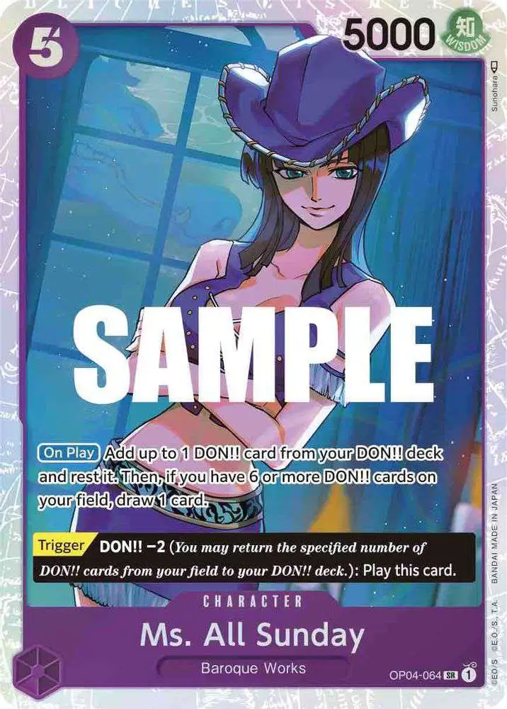 One Piece Trading Card Game Kingdoms of Intrigue Super Rare Ms. All Sunday OP04-064