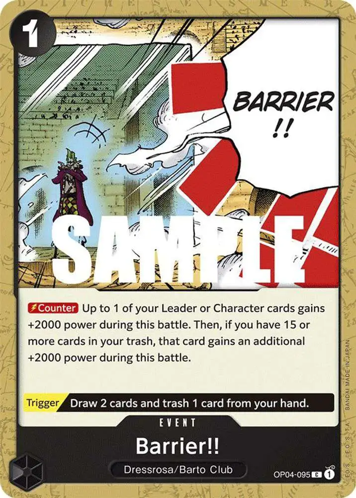 One Piece Trading Card Game Kingdoms of Intrigue Common Barrier!! OP04-095