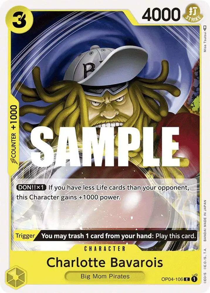 One Piece Trading Card Game Kingdoms of Intrigue Single Card Common  Charlotte Bavarois OP04-106 - ToyWiz