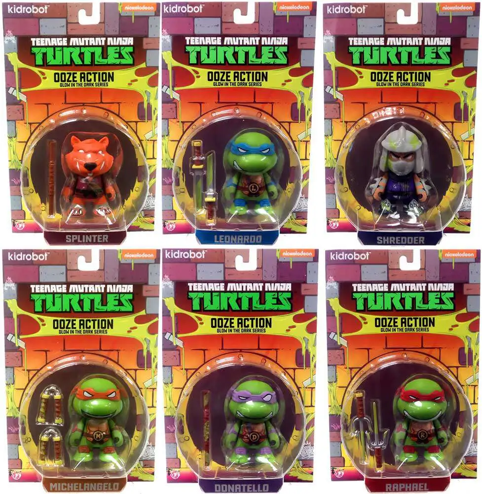 Teenage Mutant Ninja Turtles Nickelodeon Ooze Action Glow in the Dark Series Set of 6 3-Inch Mini Figures