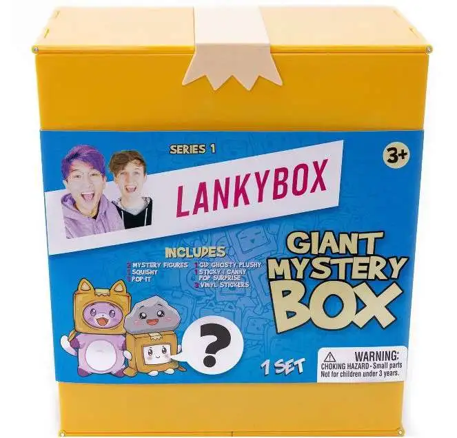 LankyBox Giant Mystery Box: Wearable Boxy case, 2 Figures, one 6”  Glow-in-The-Dark Plush, a Squishy , pop-it Fidget Toy, Canny with pop-Out  Sticky