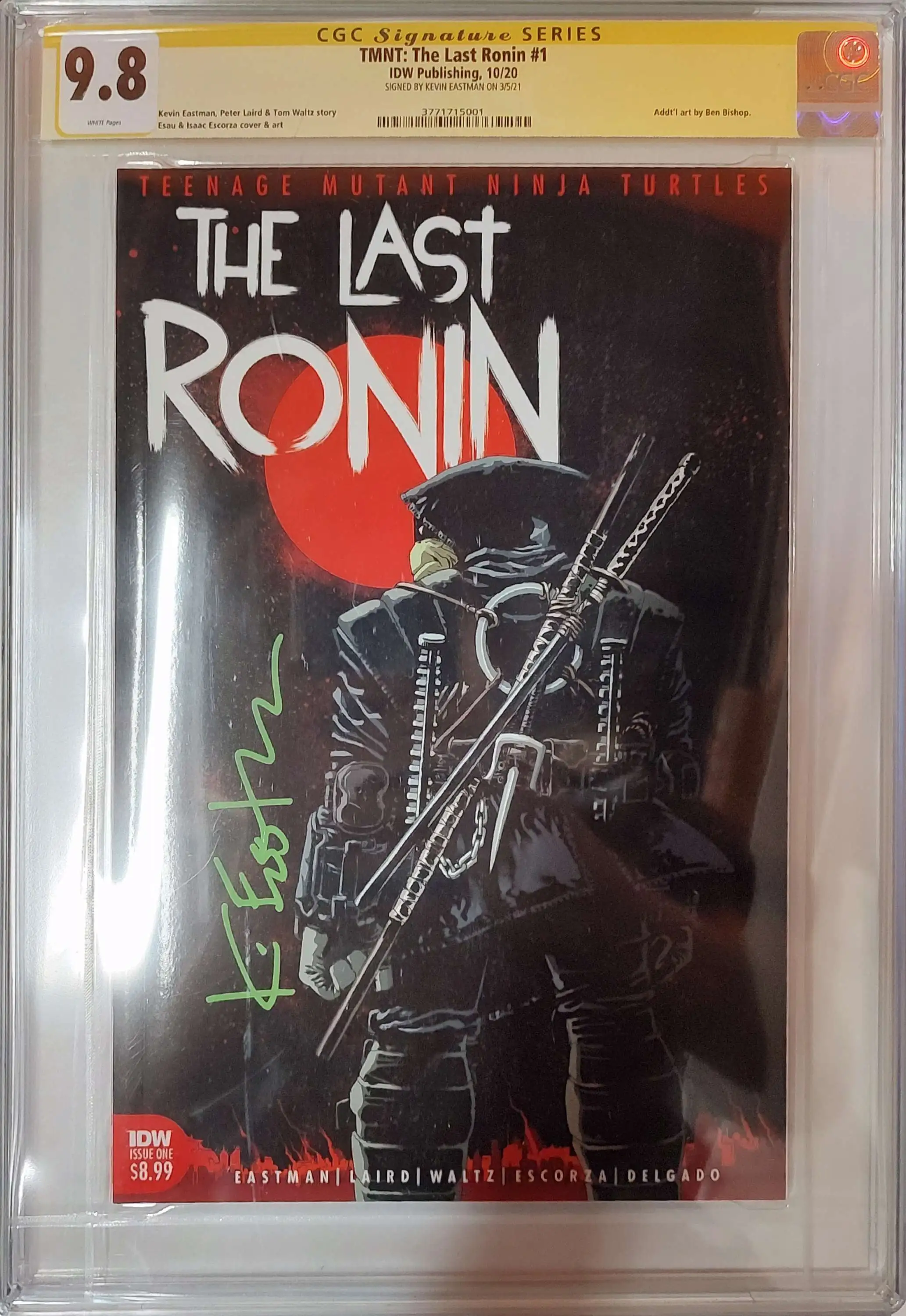 IDW Teenage Mutant Ninja Turtles CGC Signature Series Last Ronin 2nd  Printing Graded Comic Book 1 Esau Isaac Escorza Cover Signed by Kevin  Eastman 9.8 White Pages IDW Publishing - ToyWiz