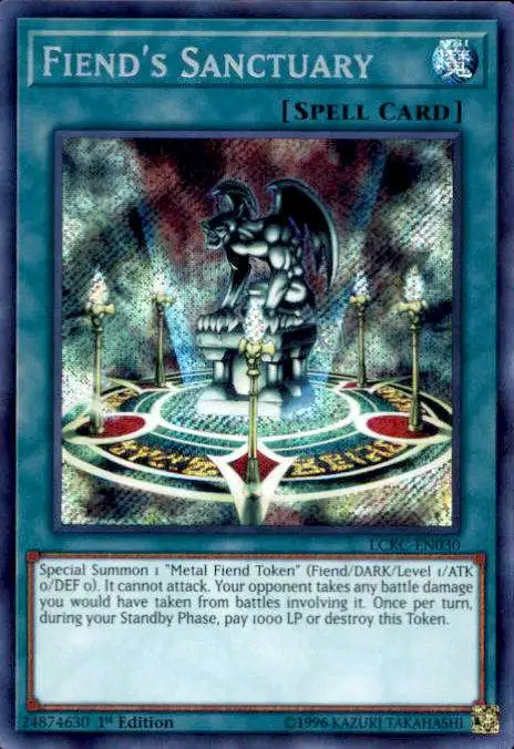 YuGiOh Trading Card Game Kaiba Legendary Collection Secret Rare Fiend's Sanctuary LCKC-EN030