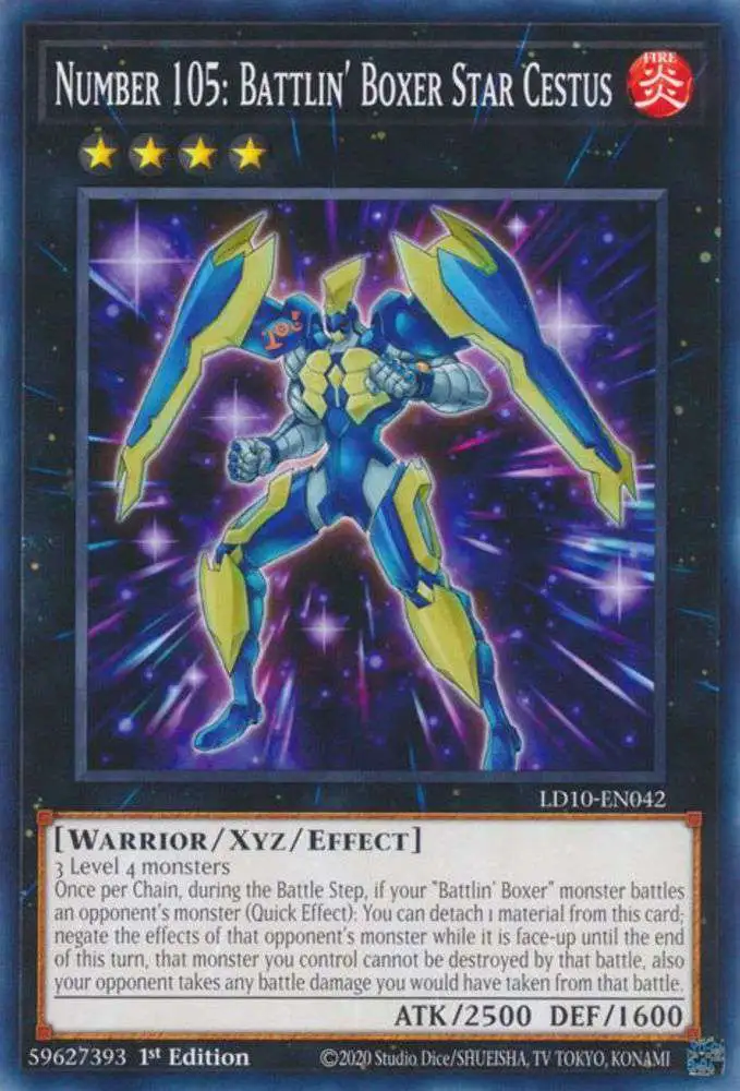 YuGiOh Trading Card Game Legendary Duelists: Soulburning Volcano Common Number 105: Battlin' Boxer Star Cestus LD10-EN042