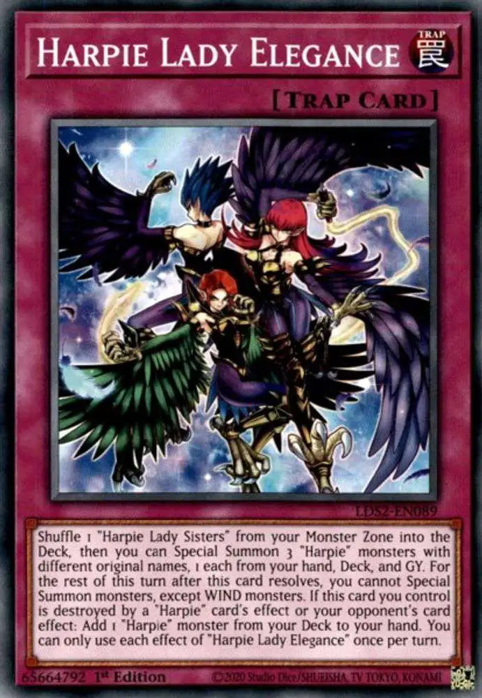YuGiOh Trading Card Game Legendary Duelists Season 2 Single Card Common  Harpie Lady Elegance LDS2-EN089 - ToyWiz