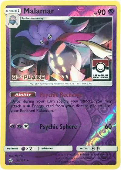 Pokemon Trading Card Game Promo Rare Malamar #51 [League Challenge, 3rd Place]