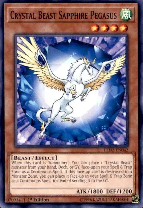 YuGiOh Trading Card Game Legendary Duelists: Ancient Millennium Common Crystal Beast Sapphire Pegasus LED2-EN042