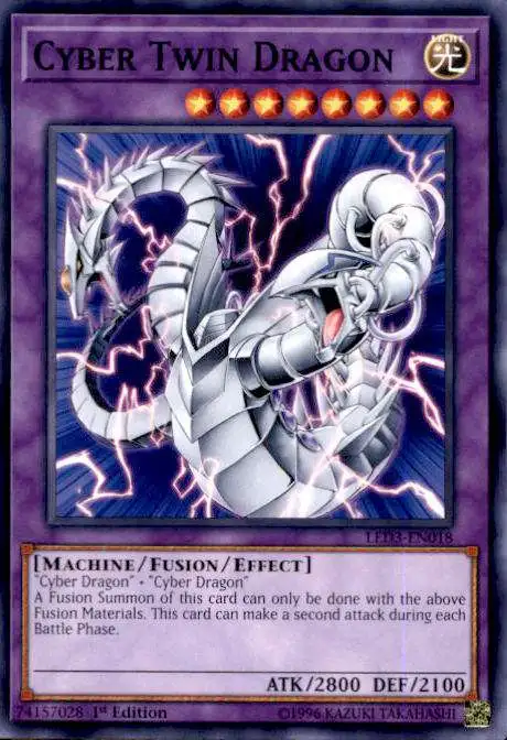 YuGiOh White Dragon Abyss Common Cyber Twin Dragon LED3-EN018