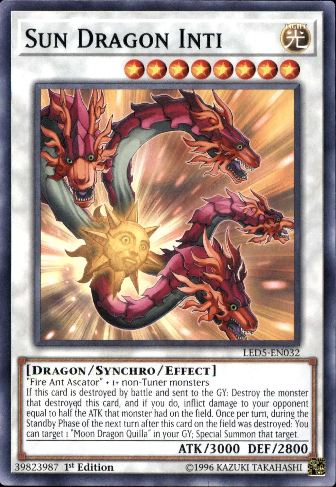 YuGiOh Trading Card Game Legendary Duelists: Immortal Destiny Common Sun Dragon Inti LED5-EN032