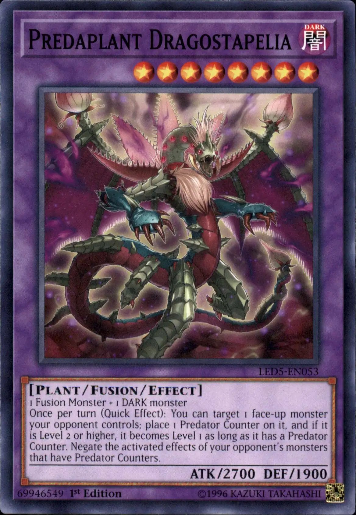 YuGiOh Trading Card Game Legendary Duelists: Immortal Destiny Common Predaplant Dragostapelia LED5-EN053