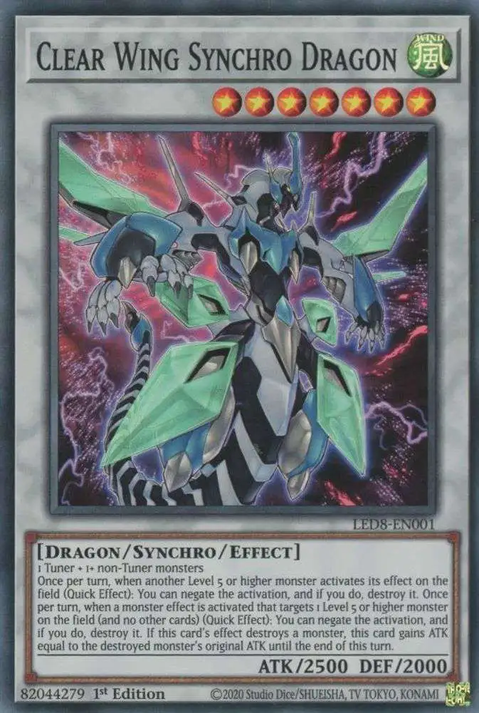 YuGiOh Trading Card Game Legendary Duelists: Synchro Storm Super Rare Clear Wing Synchro Dragon LED8-EN001