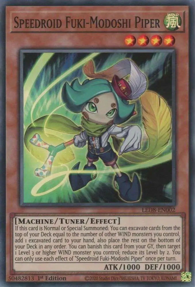 YuGiOh Trading Card Game Legendary Duelists: Synchro Storm Super Rare Speedroid Fuki-Modoshi Piper LED8-EN002